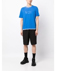 T-shirt à col rond imprimé bleu N°21