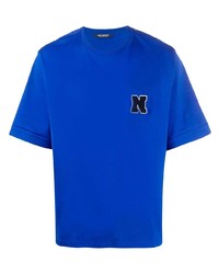 T-shirt à col rond imprimé bleu Neil Barrett