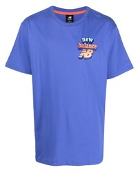 T-shirt à col rond imprimé bleu New Balance