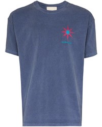 T-shirt à col rond imprimé bleu Nicholas Daley