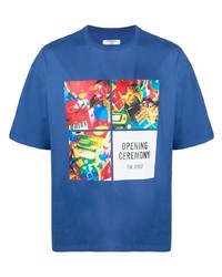 T-shirt à col rond imprimé bleu Opening Ceremony