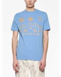 T-shirt à col rond imprimé bleu Amiri