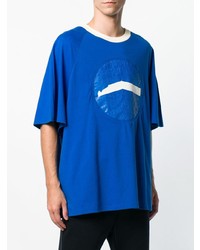 T-shirt à col rond imprimé bleu Hærværk