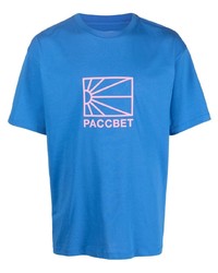 T-shirt à col rond imprimé bleu PACCBET