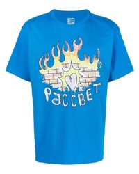 T-shirt à col rond imprimé bleu PACCBET