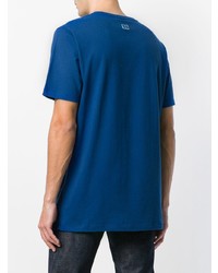 T-shirt à col rond imprimé bleu Études