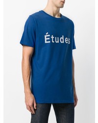 T-shirt à col rond imprimé bleu Études