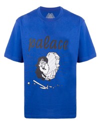 T-shirt à col rond imprimé bleu Palace