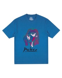 T-shirt à col rond imprimé bleu Palace
