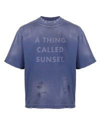 T-shirt à col rond imprimé bleu Palm Angels