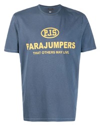 T-shirt à col rond imprimé bleu Parajumpers