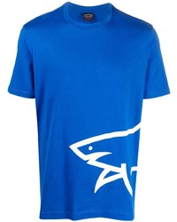 T-shirt à col rond imprimé bleu Paul & Shark