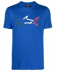 T-shirt à col rond imprimé bleu Paul & Shark