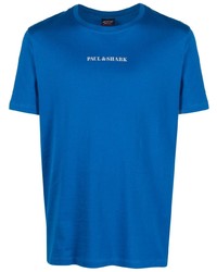 T-shirt à col rond imprimé bleu Paul & Shark