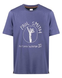 T-shirt à col rond imprimé bleu Paul Smith