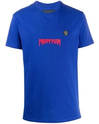 T-shirt à col rond imprimé bleu Philipp Plein