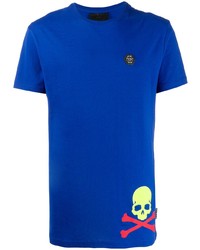 T-shirt à col rond imprimé bleu Philipp Plein