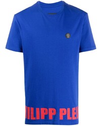 T-shirt à col rond imprimé bleu Philipp Plein