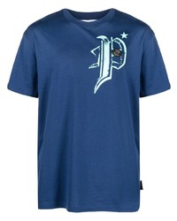 T-shirt à col rond imprimé bleu Philipp Plein