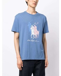 T-shirt à col rond imprimé bleu Polo Ralph Lauren