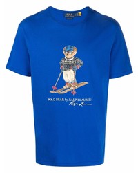 T-shirt à col rond imprimé bleu Polo Ralph Lauren