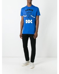 T-shirt à col rond imprimé bleu DSQUARED2