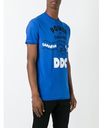 T-shirt à col rond imprimé bleu DSQUARED2