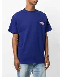 T-shirt à col rond imprimé bleu Balenciaga