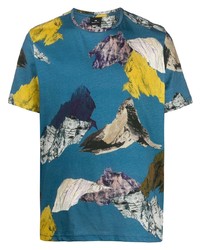 T-shirt à col rond imprimé bleu PS Paul Smith