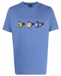 T-shirt à col rond imprimé bleu PS Paul Smith