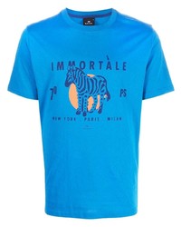 T-shirt à col rond imprimé bleu PS Paul Smith