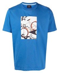 T-shirt à col rond imprimé bleu PS Paul Smith