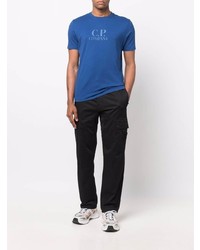 T-shirt à col rond imprimé bleu C.P. Company