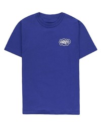 T-shirt à col rond imprimé bleu Sacai