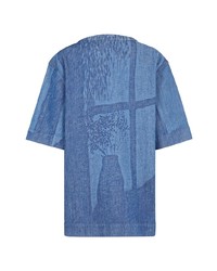 T-shirt à col rond imprimé bleu Fendi