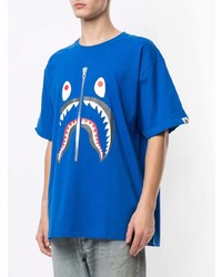 T-shirt à col rond imprimé bleu A Bathing Ape