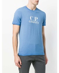 T-shirt à col rond imprimé bleu CP Company