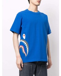 T-shirt à col rond imprimé bleu A Bathing Ape