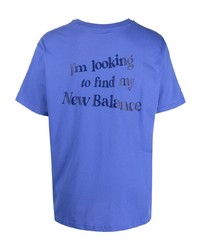 T-shirt à col rond imprimé bleu New Balance