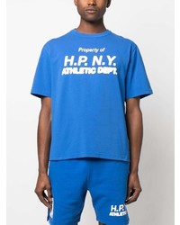 T-shirt à col rond imprimé bleu Heron Preston