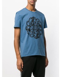 T-shirt à col rond imprimé bleu Just Cavalli