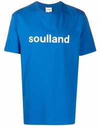 T-shirt à col rond imprimé bleu Soulland