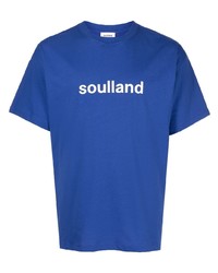 T-shirt à col rond imprimé bleu Soulland