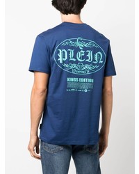 T-shirt à col rond imprimé bleu Philipp Plein