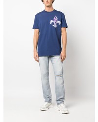 T-shirt à col rond imprimé bleu Philipp Plein