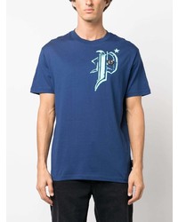 T-shirt à col rond imprimé bleu Philipp Plein