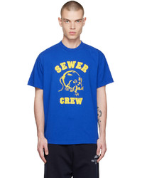 T-shirt à col rond imprimé bleu Stray Rats