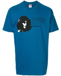 T-shirt à col rond imprimé bleu Supreme