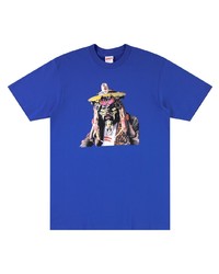 T-shirt à col rond imprimé bleu Supreme