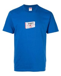 T-shirt à col rond imprimé bleu Supreme